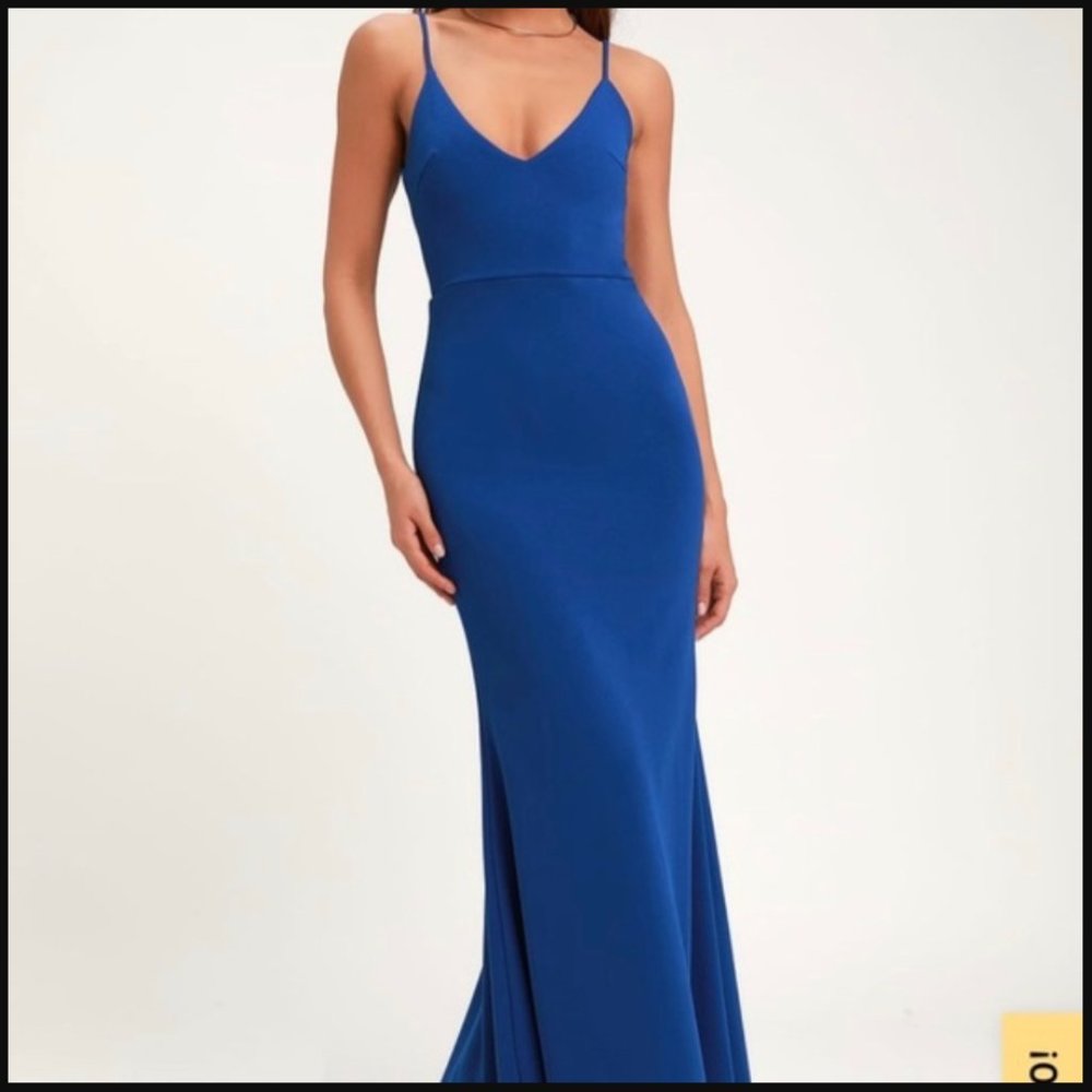 Lulu's Cobalt Blue Spaghetti-Strap Maxi Dress